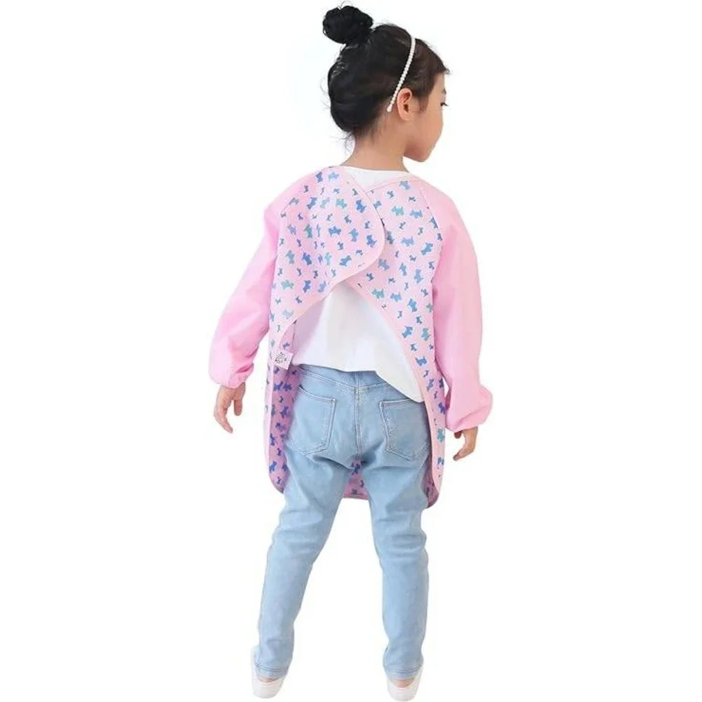 Plie Little Kids Waterproof Art Smock in Pink Puppy - Size Medium (3-4 Years)